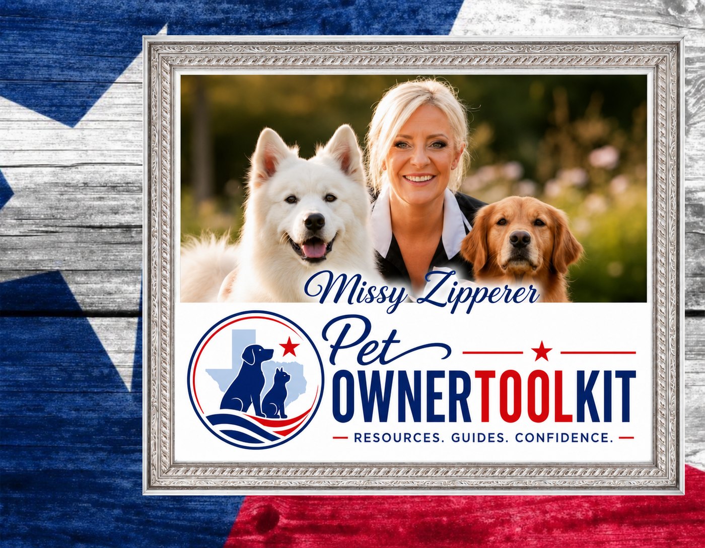 Missy Zipperer with her dogs — owner of Pet Owner Toolkit, MissPetSit, and TexasPetSittingCost